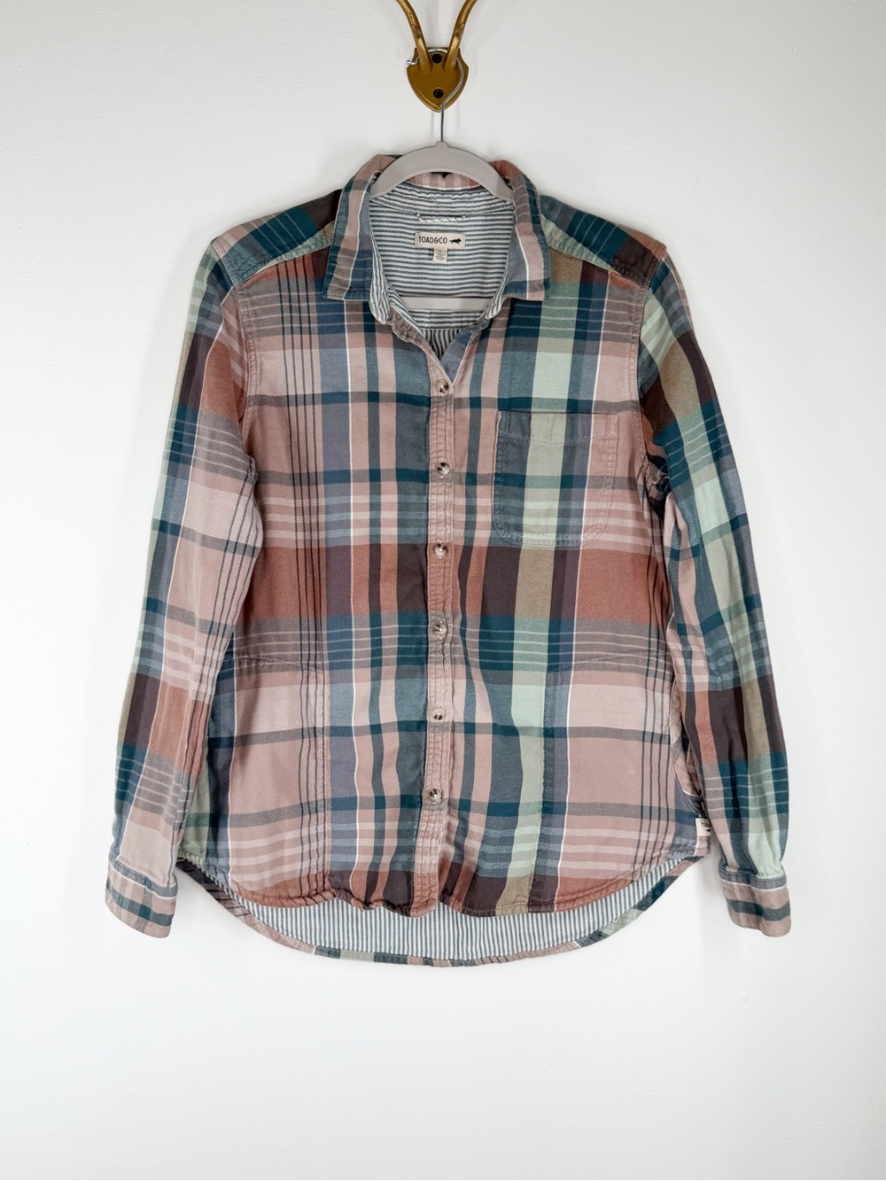 Toad & Co Tamarac Overshirt Plaid Button Up Long Sleeve Women’s Size Large